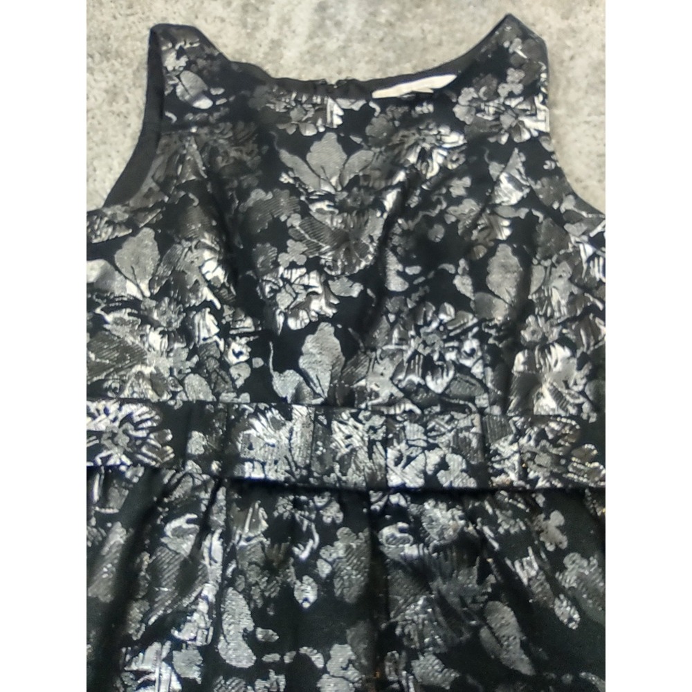 Womens dress Lauren Conrad Size 8 Black Floral Dress Black Silver Party Metallic - Picture 3 of 10